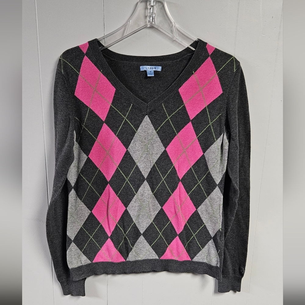 Izod Argyle V Neck Sweater